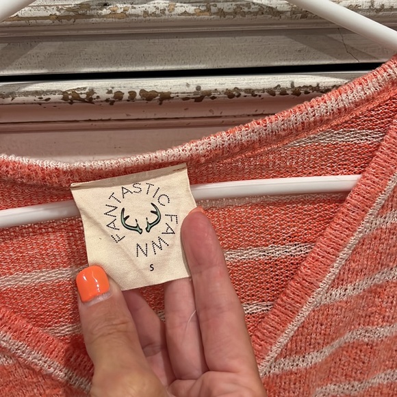 Thin spring/fall knot sweater orange/white stripe - Picture 2 of 4